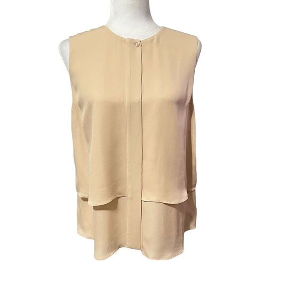 Theory Sz Medium Cream Sleeveless Silk Button Down Blouse - Picture 1 of 12